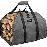 Amagabeli Firewood Carrier Waxed Canvas Log Tote Carrying Bag Heavy Duty Fire Large Wood Fireplace Carrier Bag with Handles for Camping Firewood Log Holder Wood Sling Cabin Stove Accessories