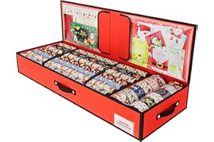 Large Wrapping Paper Storage Organizer for Gift Wrap - Under Bed Storage Container for 40" Rolls - Durable Material with Hand