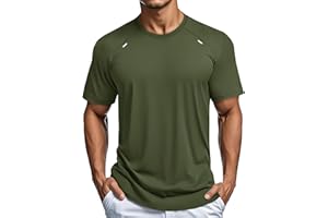 MAGCOMSEN Men's Shirts Short Sleeve Quick Dry 4 Way Stretch T-Shirt Crew Neck Breathable Lightweight Workout Gym Tee