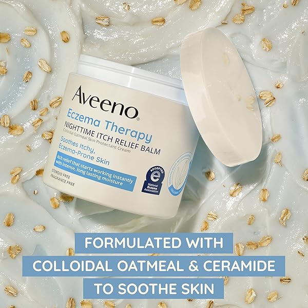 AVEENO ECZEMA THERAPY NIGHTTIME ITCH RELIEF BALM, COLLOIDAL OATMEAL FORMULA INSTANTLY SOOTHES ITCHY, ECZEMA-PRONE SKIN, MOISTURIZING BALM FOR SENSITIVE SKIN, STEROID- & FRAGRANCE-FREE, 11 OZ