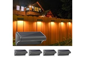 Aulanto Solar Fence Lights 4 Pack-Plus,100 Lumen Outdoor Solar Light IP67 Waterproof, Warm White and Cool White Modes,Fence Lights Otdoor Solar Lighting for Backyard,Garden,Fence,Wall,Deck,Stairs