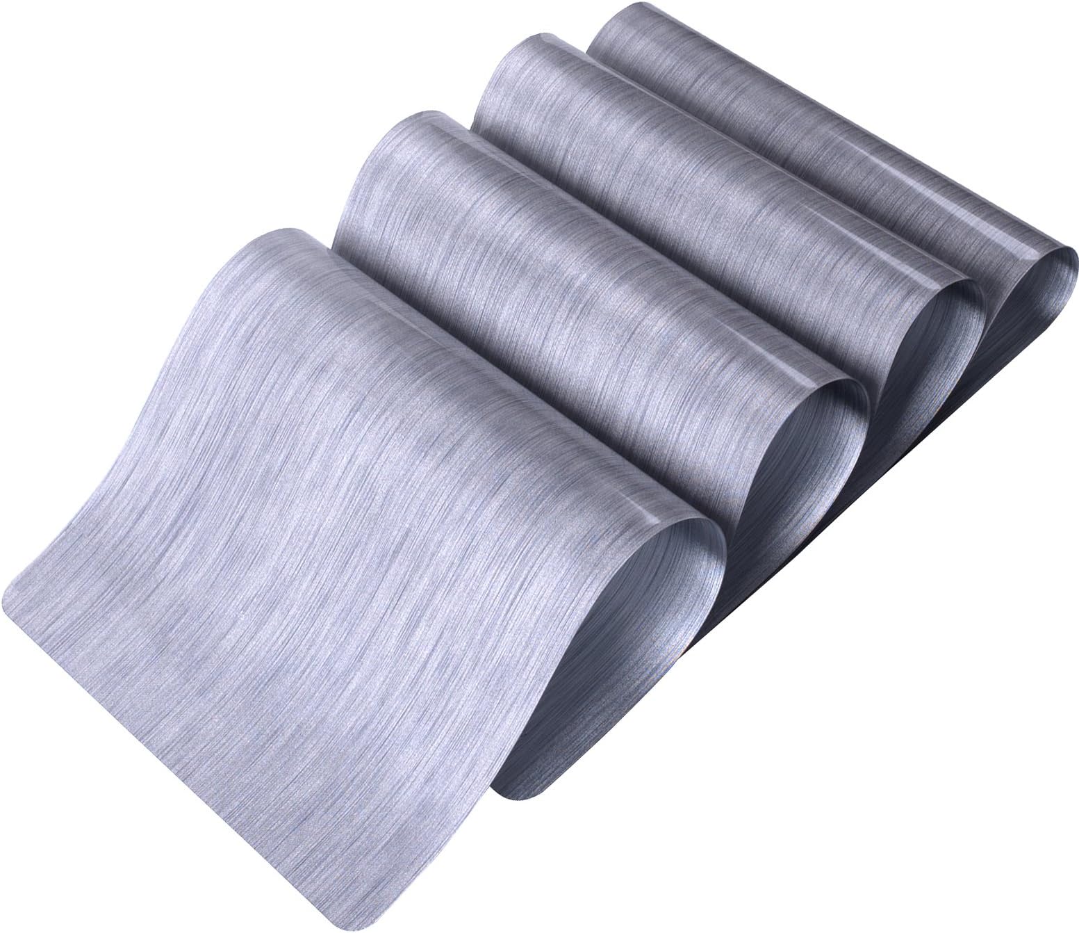 DinaChef Table Mats for Dining Table or Kitchen, Quality Thermal Bonded Edges, Reversible Large Place Mats, Large Placemats Rectangle Design Mat, Dinner Table Placemats Set of 4 (TD73 Silver, Silver)