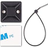 Cable Tie Mounts, Adhesive-Backed, 1 Inch, for Cable Management, Cable Tie Anchors, 100 Pack, Black