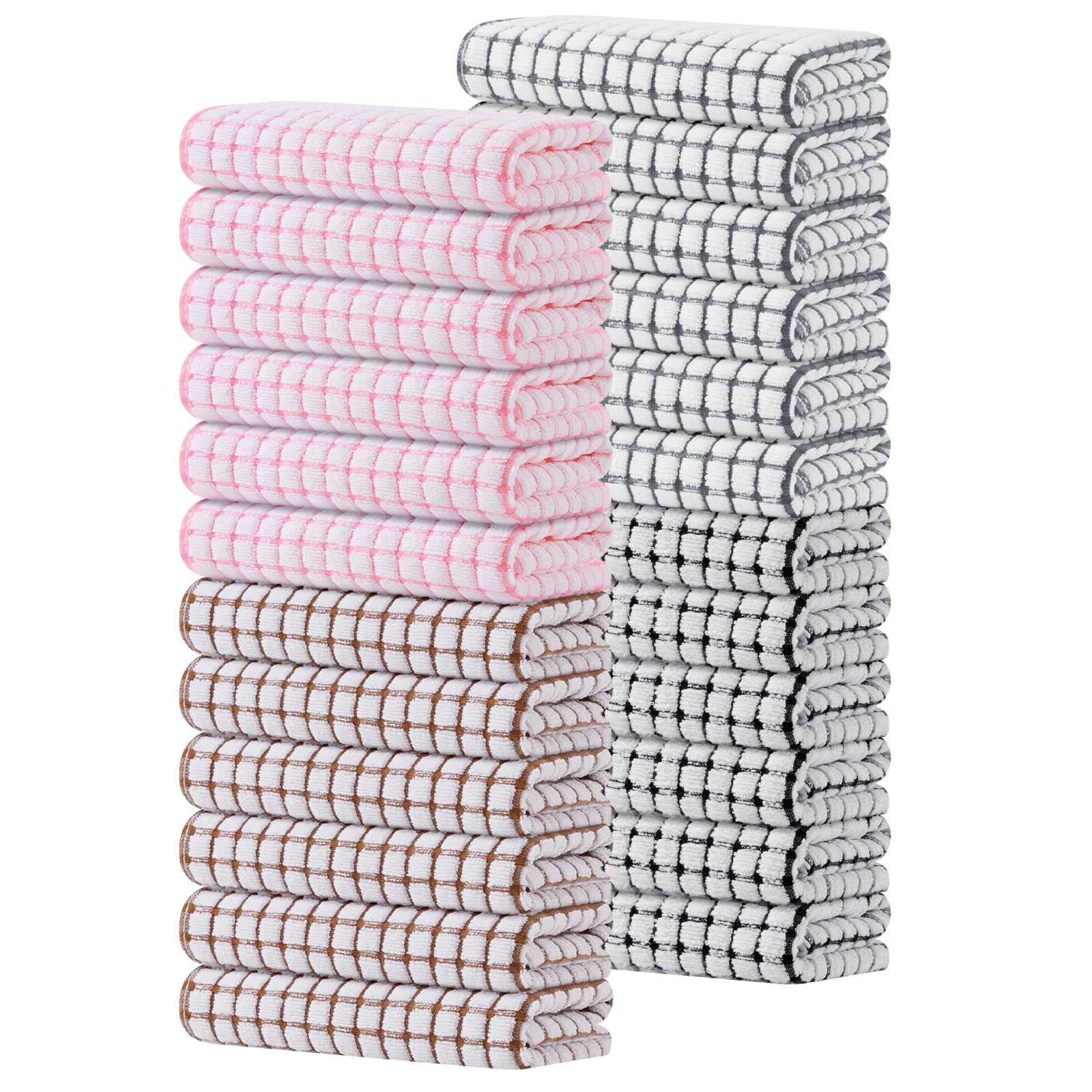 Kitinjoy Cotton 24 Pack Terry Kitchen Towels, 16 x 25 Inches Super Soft and Absorbent Dish Towels, Quick Drying Hand Towels for Kitchen Drying, Mix Color Image