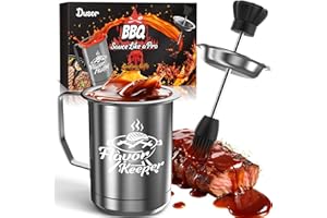 DUSOR Stocking Stuffers for Men Women BBQ Sauce Pot and Basting Brush Set, White Elephant Gifts for Adults Kitchen Gadgets, Christmas Grilling Gift for Men, Cooking Grilling Accessories Gift for Dad Husband