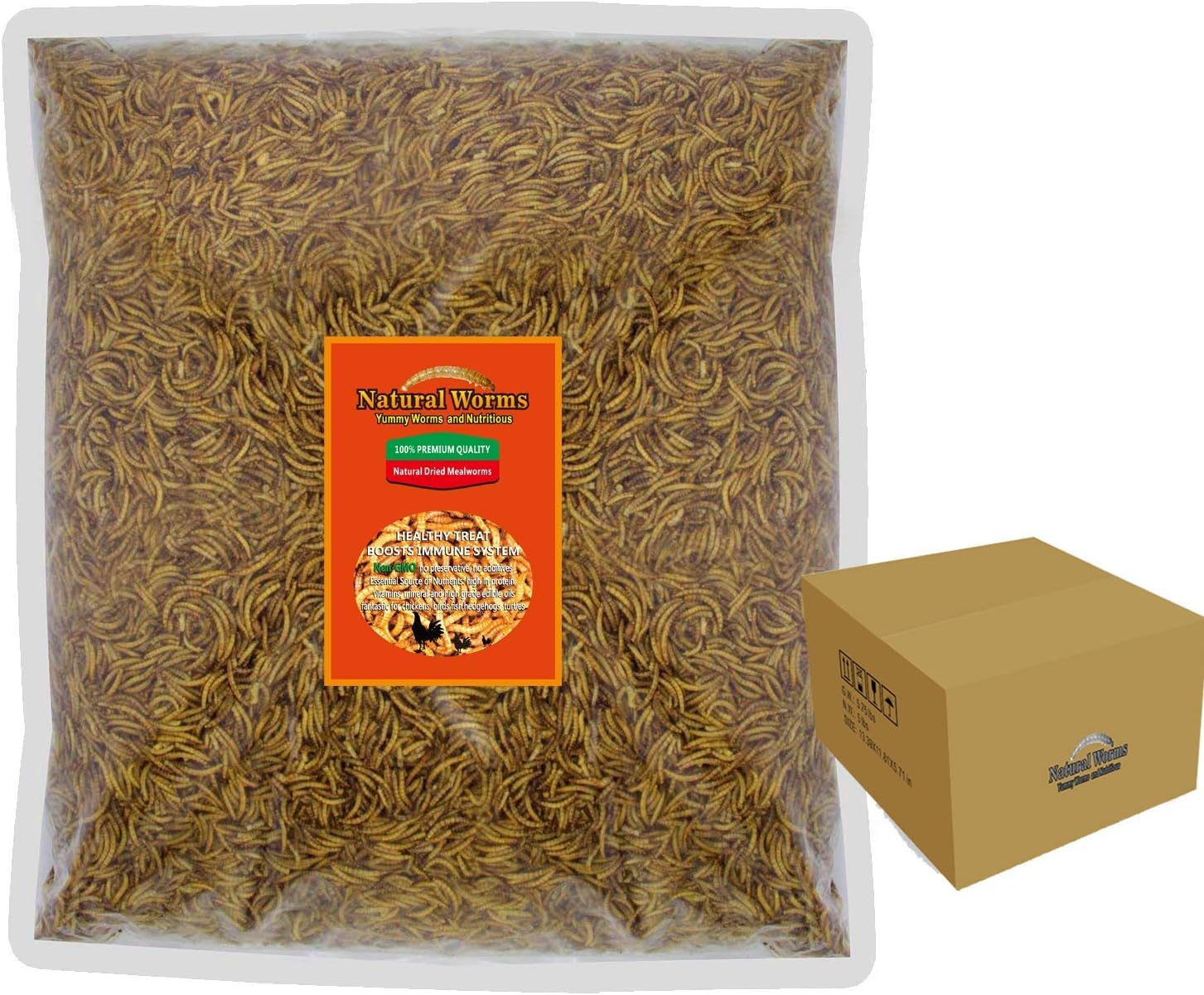 FROLIC WINGS 5 lbs Mealworms, 100 Percent Non-GMO Dried Delicious Mealworms Treats for Chickens, Wild Birds, Fish, Reptiles