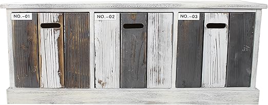 Holz Sideboard Mit Kisten Weiss Grau Amazon De Kuche Haushalt