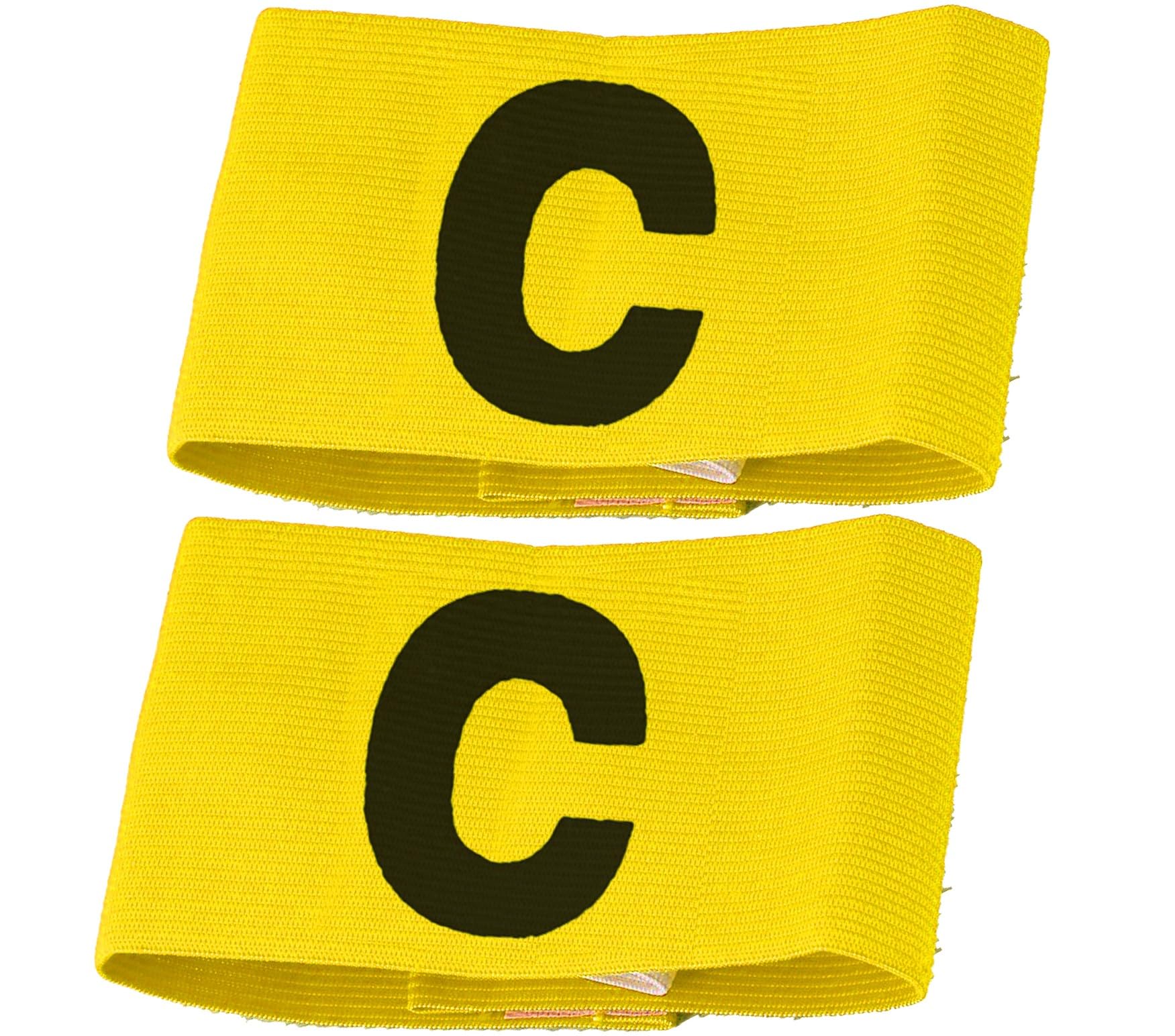 TROTH Captain's Armbands - Adult & Youths Elastic Sports Arm Band - Adjustable Captain Armbands for Football, Soccer, Hockey, Rugby etc. (Yellow, Adult (2 Pack))