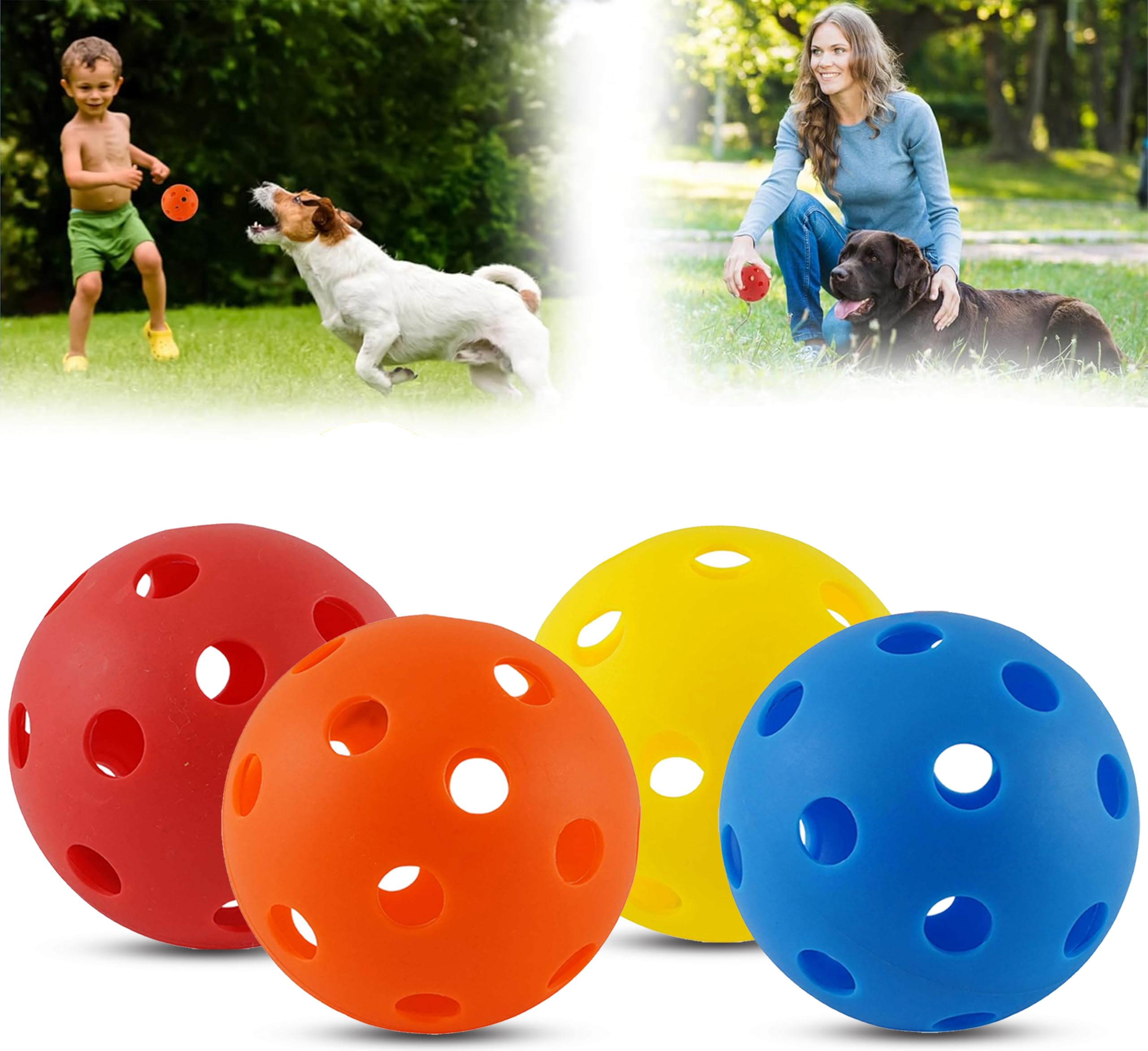 4PCs Pickleballs 7cm/70mm - Plastic Exercise Balls, Air Flow Hollow Pet Ball, Plastic Balls for Dogs Swing Driving Range Home Outdoor Games for Adults Kids