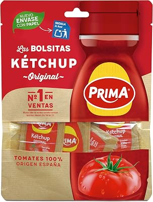 Ketchup original de dose única feito com tomate espanhol. 12 saquetas