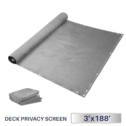 3 x 188, Solid Grey: Windscreen4less Deck Privacy Screen for Backyard, Patio, Balcony, Pool, Porch, Railiing, Gardening, Fence Shield Rails Protection Gr