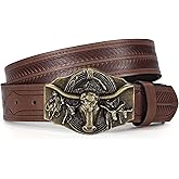 TRIWORKS Western Cowboy Leather Belt for Men Women Cowgirl Western Country Belt Mens Buckle Belt for Jeans