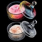 4 Pcs Large Body Powder Puff and Container Large Glass Powder Container with Puff Crystal Case Soft Washable Reusable Fluffy Makeup Sponge Wet Dry (Clear and Colorful)