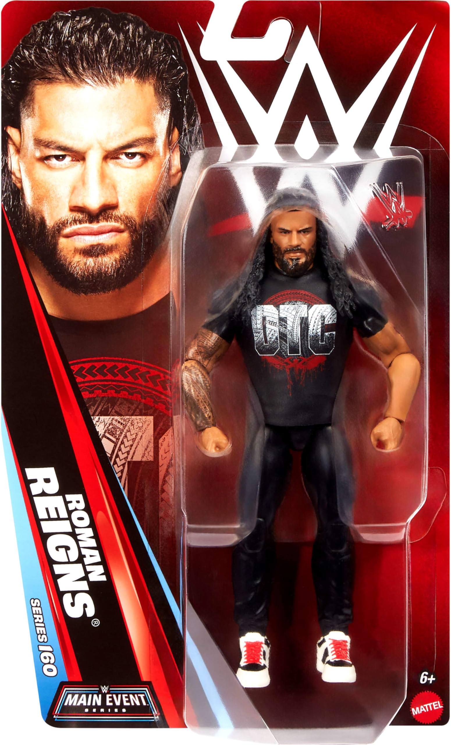 Mattel WWE Roman Reigns Action Figure, Main Event Series #160, 6-inch Collectible Superstar with 14 Articulation Points & Life-Like Look