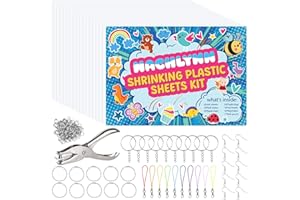 NACHLYNN Shrinky Plastic Sheets Kit 171Pcs Christmas Heat Shrink Sheets Shrinky Art Dink Keychain Kit for DIY Crafts Making C