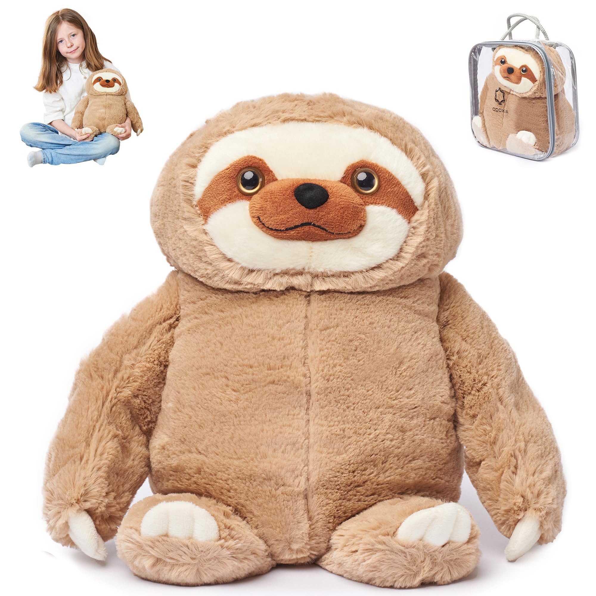 ODOXIA Weighted Anxiety Plush Toy 1.4 Kg | Calming & Comforting | Weighted Stuffed Animal Sloth | Weighted Anxiety Animal | Carrying Bag Included | Machine Washable Weighted Plushie