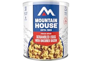 Mountain House Gluten-Free Scrambled Eggs with Uncured Bacon Freeze-Dried Food for Camping, 9 Servings, 30-Year Shelf-Life