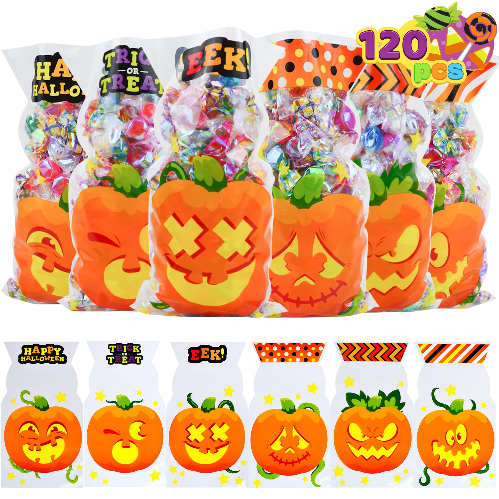 thumbnail image 2 of Halloween Treat Bags Candy Bags 5x5 Cookie Bags Self Adhesive 120pcs Cellophane 2 of 13