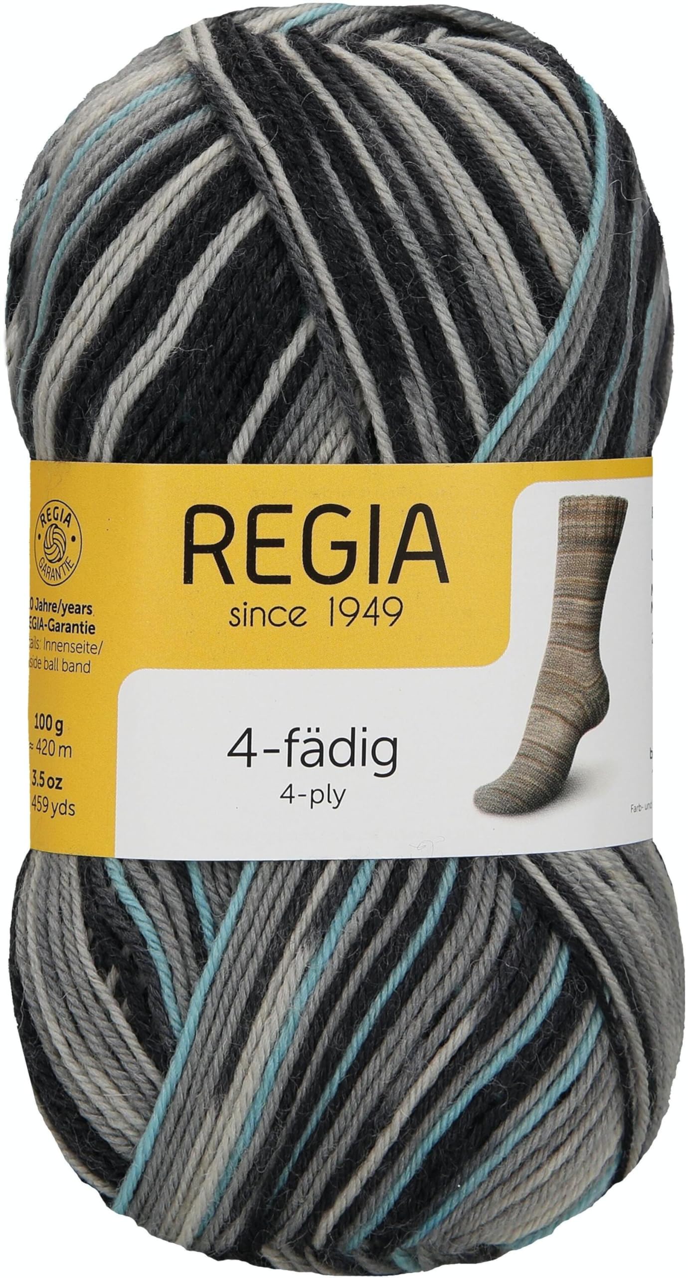 Schachenmayr REGIA 4-Ply Colour 9801269 Hand Knitting Yarn, Sock Yarn, 100 g Ball, 75% New Wool, 25% Polyamide, Fog Color, 16 x 9 x 9 cm