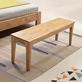 BALANBO Dining Bench Wood Solid Oak Wooden Bed End＆Entryway Bench for Bedroom Living Room Kitchen(Natural)