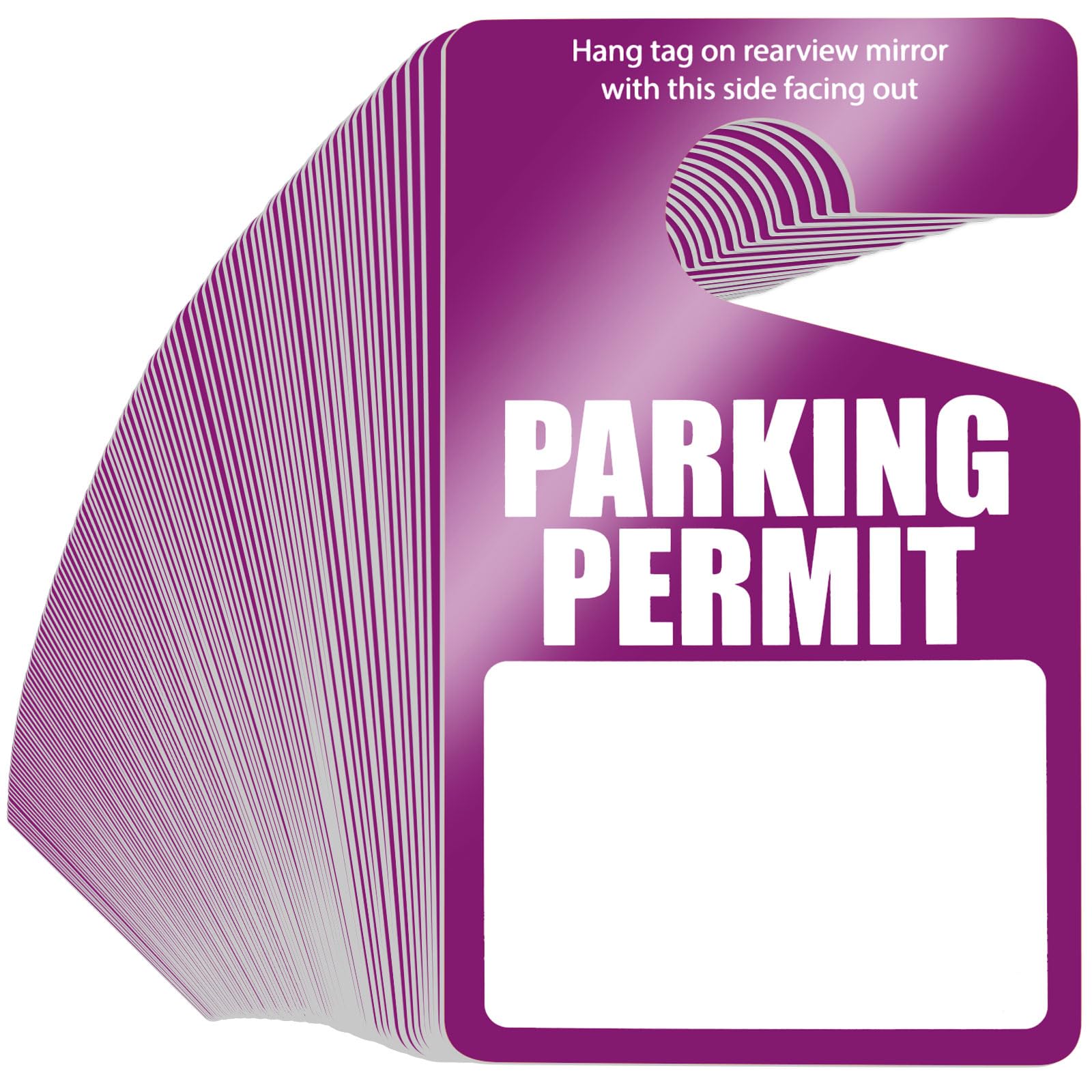 Photo 1 of 100 Pack Parking Permit Hang Tags Plastic Parking Placards PVC Hang Tag 3 x 5 Inch for Car Rear View Mirror (Purple)