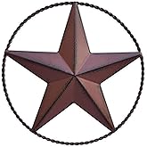 JoyEvy 6.5" Red Metal Barn Star Wall Décor - Wall Art for Farmhouse, Western, Rustic Homes - Outside or Inside of House Decorations