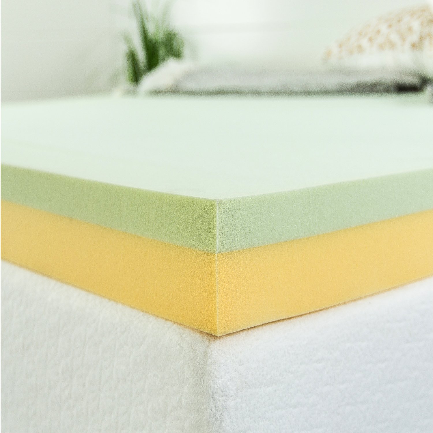 Zinus 4 Inch Green Tea Memory Foam Mattress Topper, Queen 841550211313