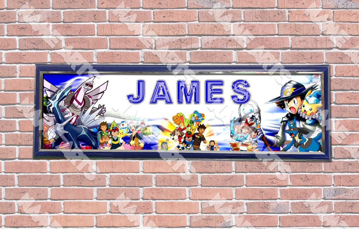 Personalized/Customized Pokemon Name Poster with Frame - Home Wall Decor Birthday Party Door Banner