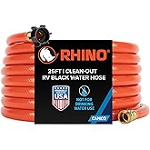 Camco Rhino 25-Ft Clean-Out Camper/RV Black Water Hose - Features a Heavy-Duty PVC Design & Bright Orange Color - Clean-Out C