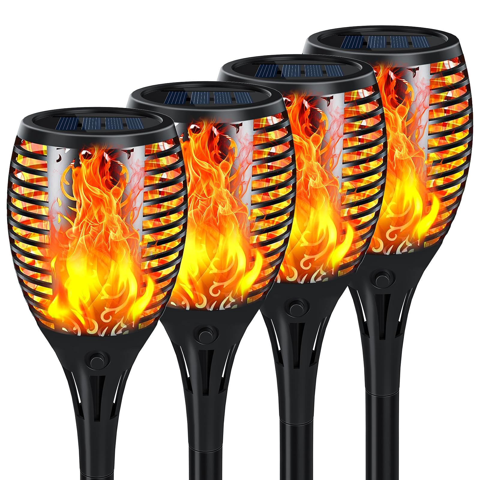 Photo 1 of Upgraded Solar Lights Outdoor 4 Pack, Solar Torch Lights with Flickering Flame, Super Larger Size for Garden Decor, Solar Powered Outdoor Waterproof Solar Garden Lights for Pathway Patio Yard