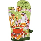Blue Q I Put Wine in The Sauce Funny Oven Mitts - Cute Oven Mitts, Home Kitchen Gifts, Cooking Accessories, Super-Insulated Quilting, Comfy Natural-Fitting Shape, 100% Cotton, Size 12.5" L x 7.5" W