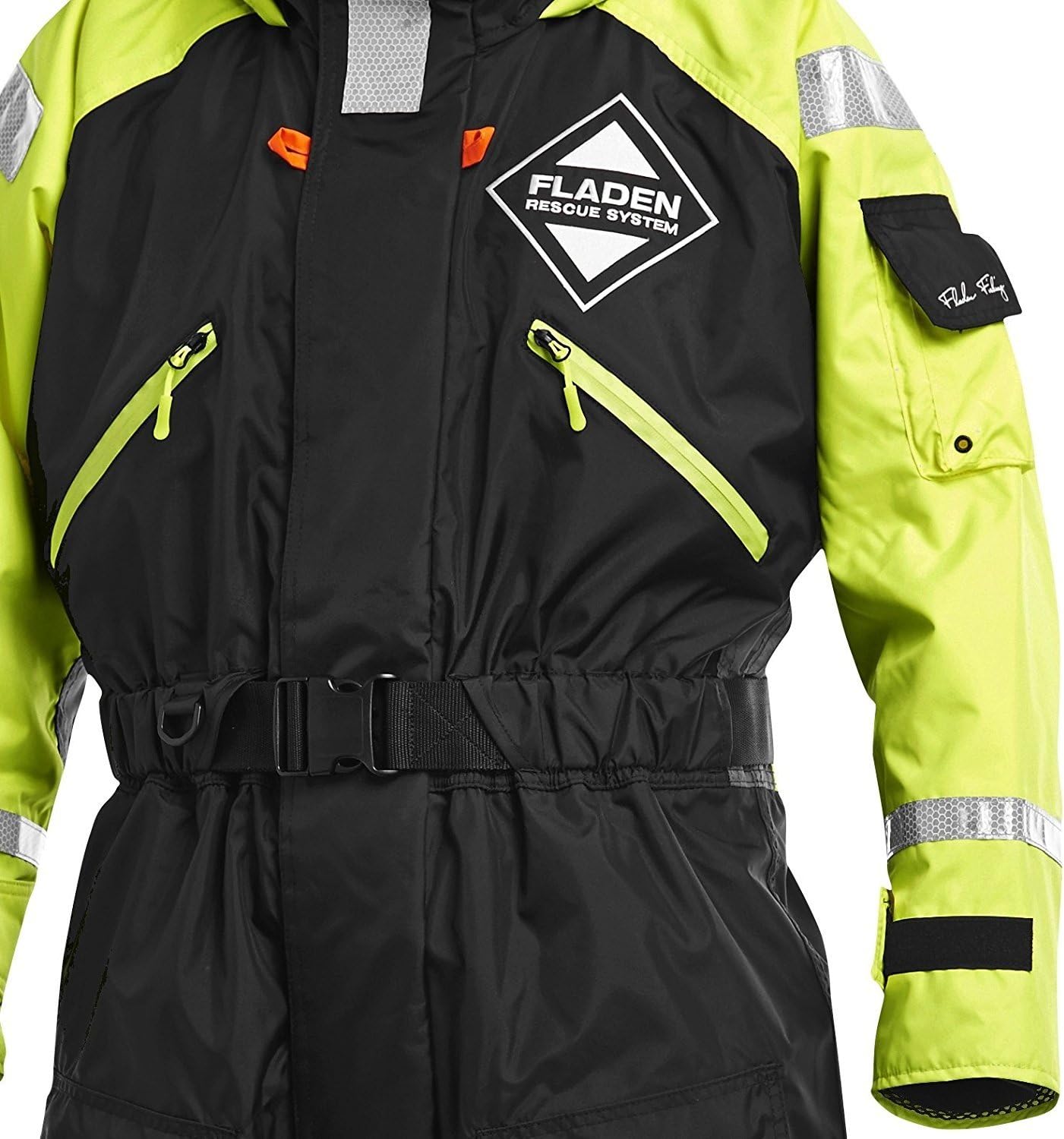 FLADEN RESCUE SYSTEM - One Piece Immersion Black and Yellow New and Updated 845XY Flotation Suit - Buoyancy and Thermal Protection - EN 393 and ISO-15027-1 Certified