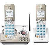 AT&T DL72219 DECT 6.0 2-Handset Cordless Phone for Home with Connect to Cell, Call Blocking, 1.8" Backlit Screen, Big Buttons, intercom, and Unsurpassed Range