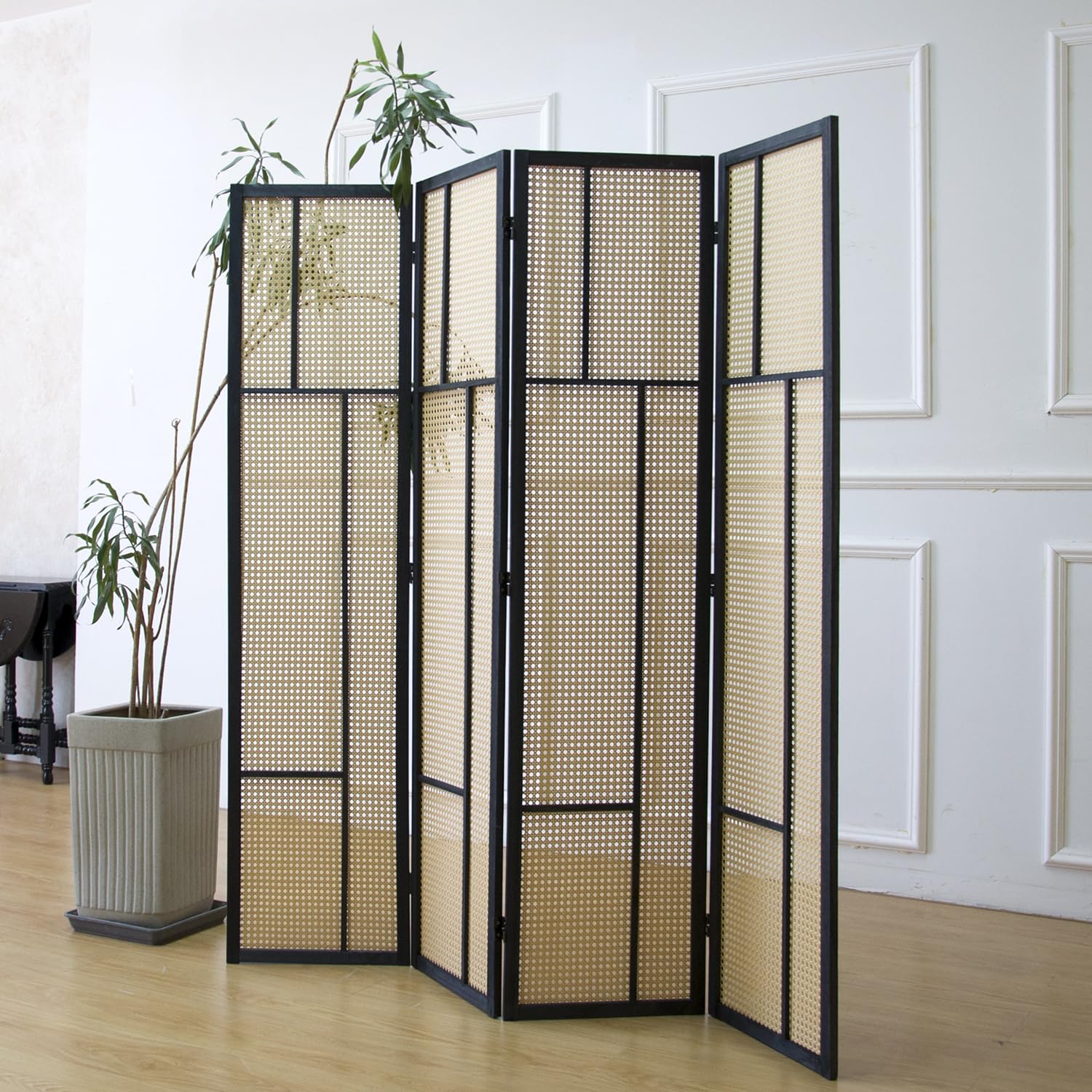 Photo 1 of (SEE NOTES AND ALL PICTURES) Furnnylane 4 Panel Room Divider Screen and Folding Panel Screen,Double Sided Rattan Divider for Room Separation,Brown,67" H x 63" W