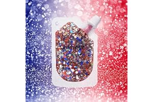 KIMIEYE Holographic Face Glitter Gel Body Shimmer Makeup for for Hair, Face, Clavicle, Arm, Nail, Eyeshadow, Long Lasting Waterproof Mermaid Sequins Party Glitter for Rave Festival (USA Pride Body Glitter)