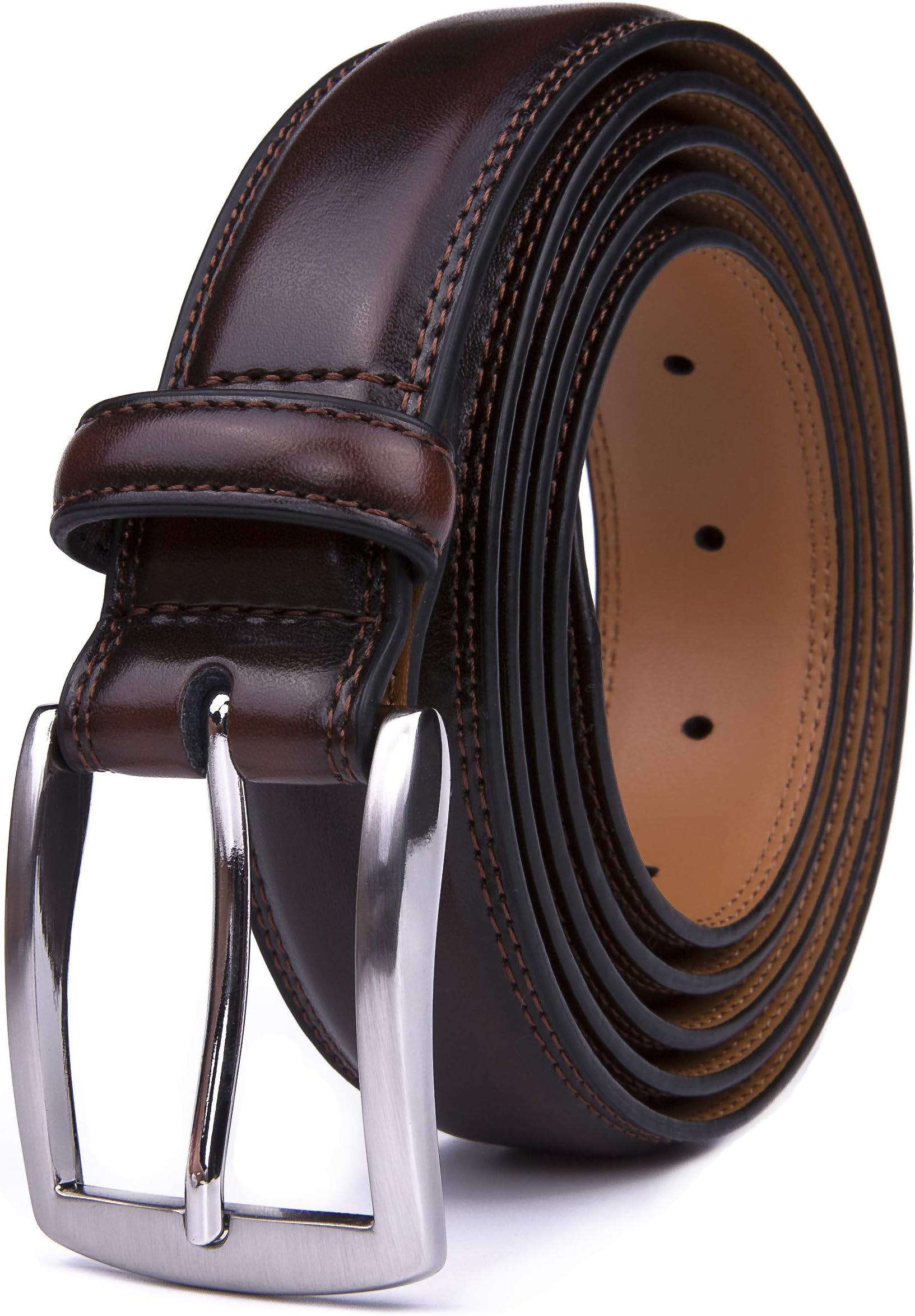 Genuine Leather Dress Belts For Men - Mens Belt For Suits, Jeans, Uniform With Single Prong Buckle