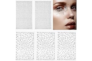 OUTUXED 1725pcs Face Gems Rhinestones Stickers, Self Adhesive Face Jewels Stickers, 3/4/5/6 MM Stick on Rhinestones for Face, Hair, Craft, Nail, Clothes, Shoes