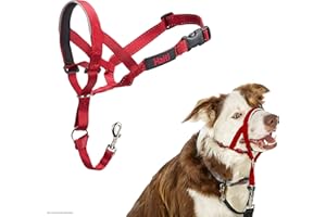 HALTI Headcollar - to Stop Your Dog Pulling on The Leash. Adjustable, Reflective and Lightweight, with Padded Nose Band. Dog Training Anti-Pull Collar for Medium Dogs (Size 2, Red)