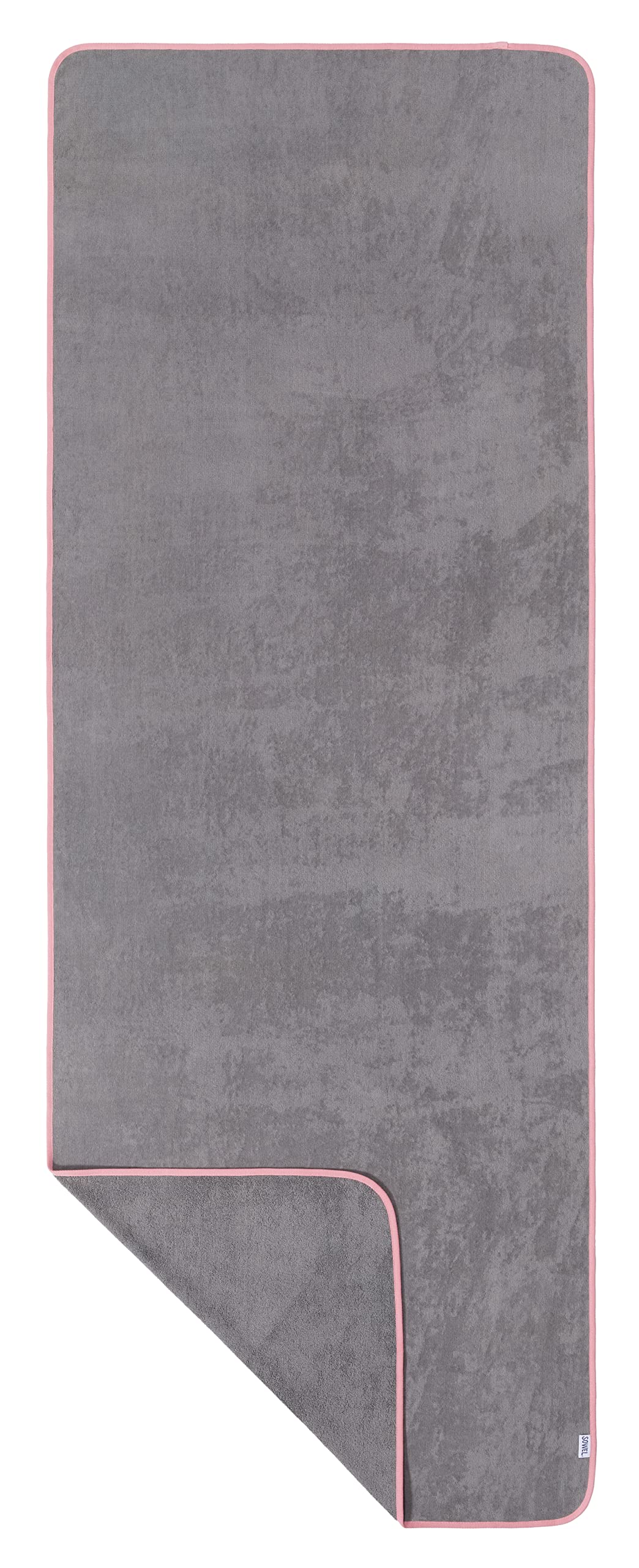 Sowel® Beach Towel Large, 100% Organic Cotton, XL Sauna Towel, 220 x 80 cm, Grey/Pink