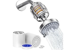 OCEMY Filtered Shower Head 20 Stage Shower Filter Combo High Pressure Rain Shower Heads Filter for Hard Water Detachable 5 Modes Adjustable Water Softener Remove Chlorine Fluoride