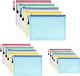 Vicloon 15Pcs Zip Lock Bags Mesh File Wallets A4 A5 A6 Assorted Colors