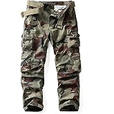 AKHIKING Men's Camo Cargo Work Pants Ripstop Causal Cotton Wild BDU Trousers with 8 Pockets (No Belt)