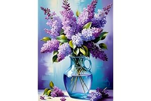 Axquilon Flower Diamond Arts Kits for Adults-Flowers Diamond Painting Kits for Adults, 5D Vase Diamond Art Kits, DIY Floral Gem Art DIY Crafts Kits Home Wall Decor Gifts 12x16 inch