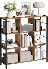 VASAGLE 3-Tier Ladder Shelf Bookcase Rustic Brown Black LLS112B01 33 x 100 x