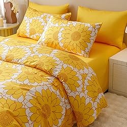 Cottonight Yellow Floral Comforter Set Full