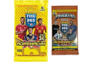 Grandor Panini FIFA 365 Adrenalyn XL 2026 Soccer Trading Cards Bundle – 1 Pack (6 Cards) + 1 Promotional Pack (6 Cards) Factory-Sealed