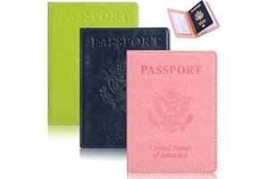 labato Passport Holder Women, Passport Cover Family, PU Leather Passport Wallet, Travel Document Organizer, Cruise Accessories Travel Must Haves, Waterproof Cruise Ship Essentials(Blue/Pink/Green)