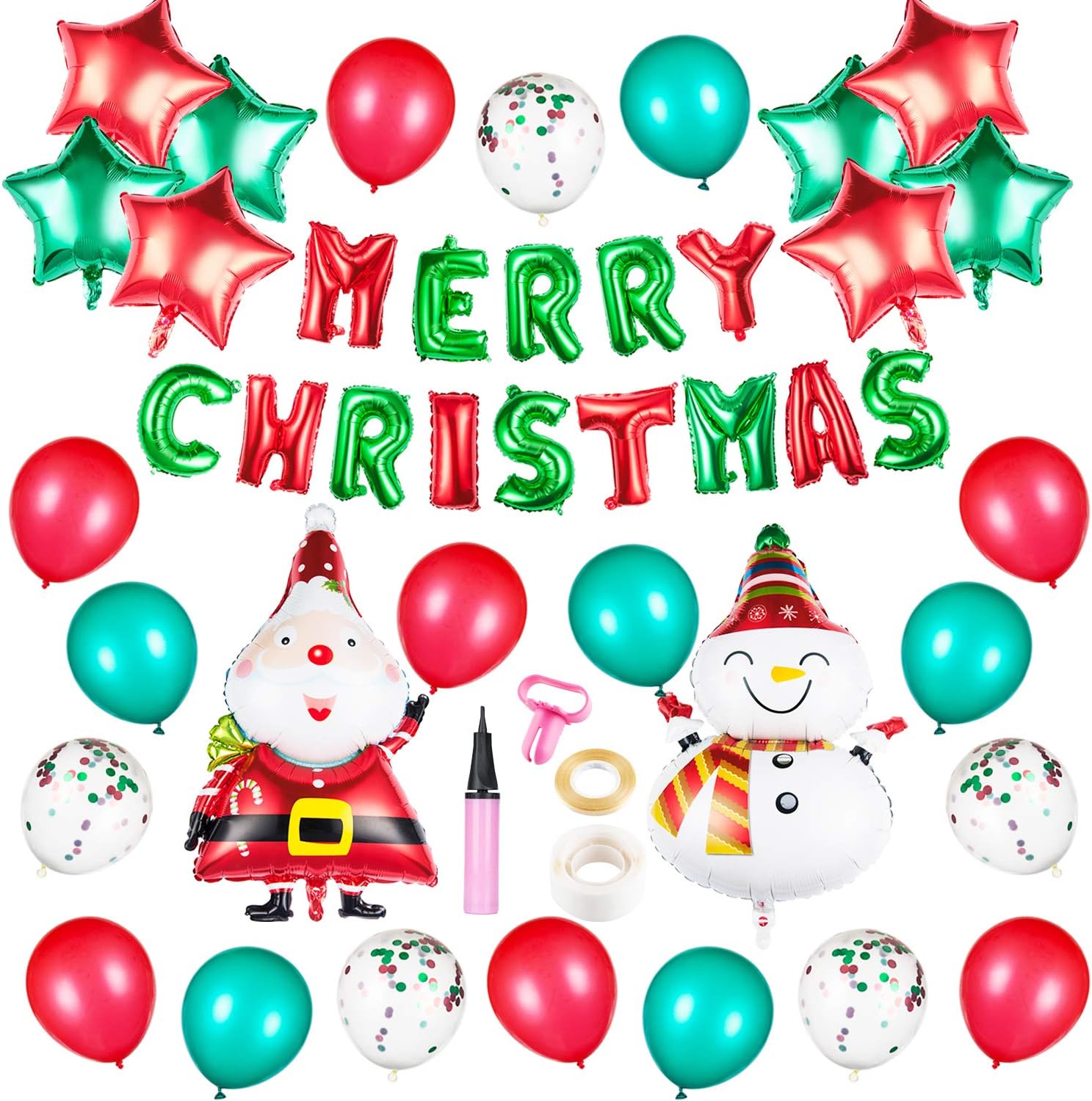 Niceclub Merry Christmas Balloons Kit, Christmas Mylar balloons Merry Christmas Balloon Banner for Christmas Decorations and Party (70 pcs)
