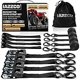 IAZZCO Ratchet Straps - Heavy Duty Tie Downs Straps - 1 Inch x 15 Feet 4 Pack - Safety S Hooks & Soft Loops, 1800LBS Break Strength for Men, Trucks Cargo Moving appliances Motorcycle ATV