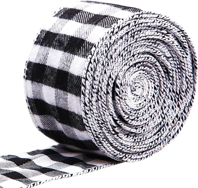 URATOT Cinta de arpillera de cuadros para envolver regalos de Navidad